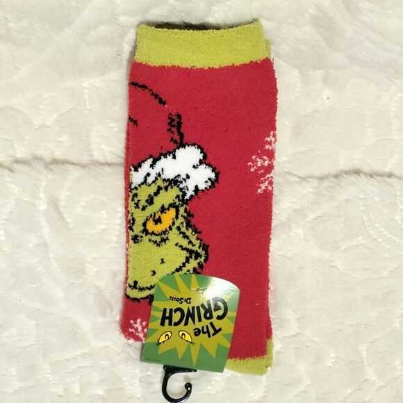 Bioworld Grinch Crew Socks 1 Pair Christmas Womens Sock Size 9-11 Shoes 5-10 New - Picture 2 of 10